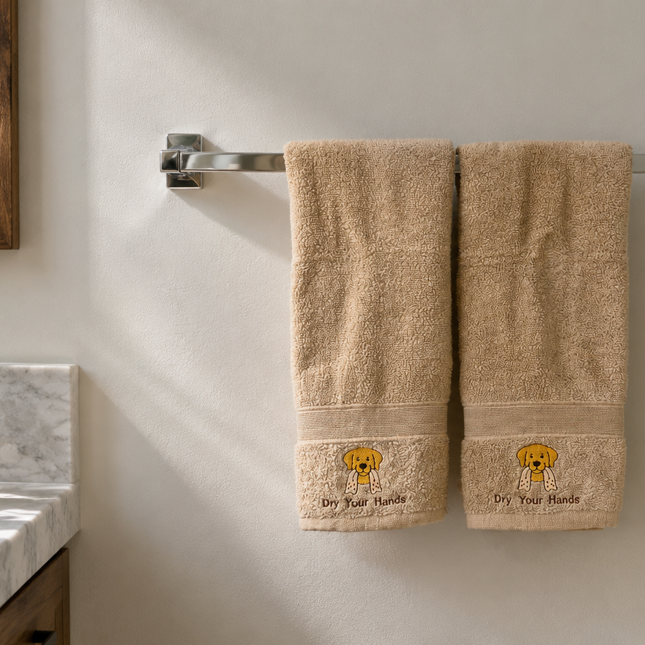 Dog Dry Your Hands Cotton Hand Towels – Funny Kitchen & Bathroom Towels for Dog Lovers