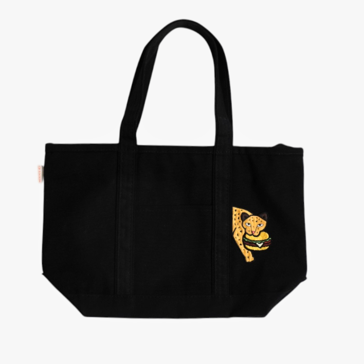 Leo Eats Burger Medium Classic Tote – Funny Canvas Tote Bag for Daily Errands & Gift Lovers