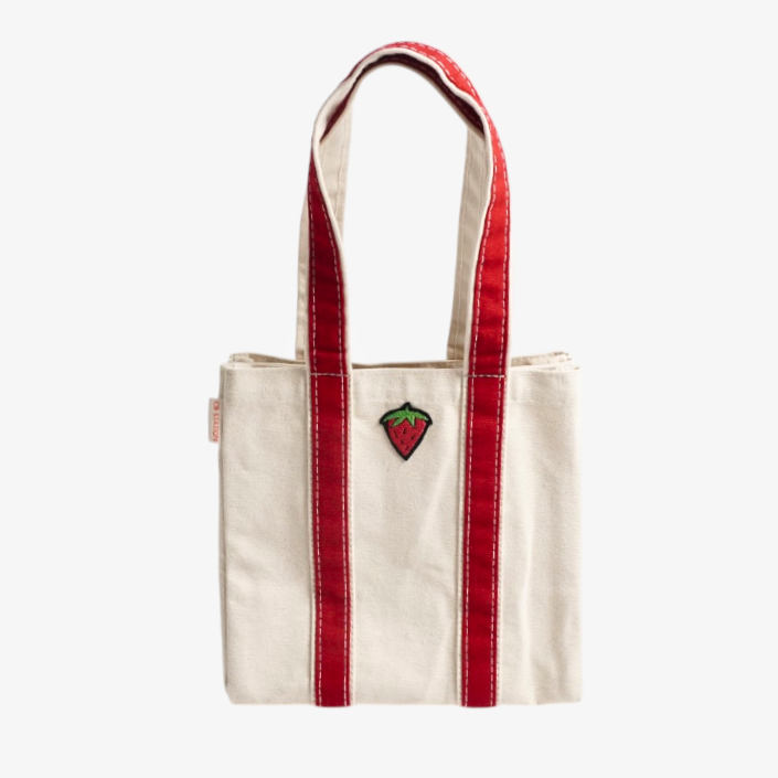 Strawberry Four Bottle Wine Carrier – Cute Canvas Wine Tote for Picnics, Parties & Housewarming Gifts