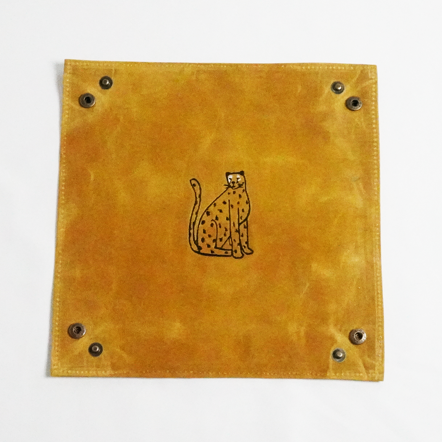 Leopard Wax Canvas Yellow Desk Tray – Stylish Organizer