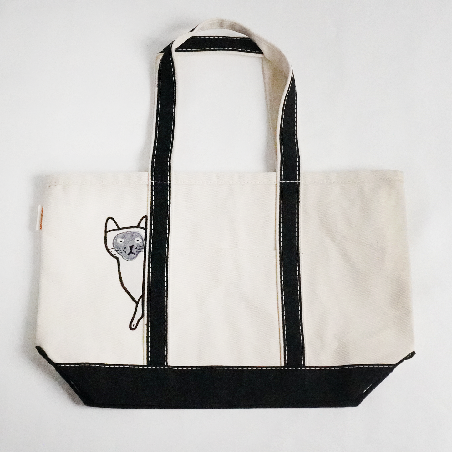 Sneaky Cat Medium Classic Tote – Embroidered Canvas Bag