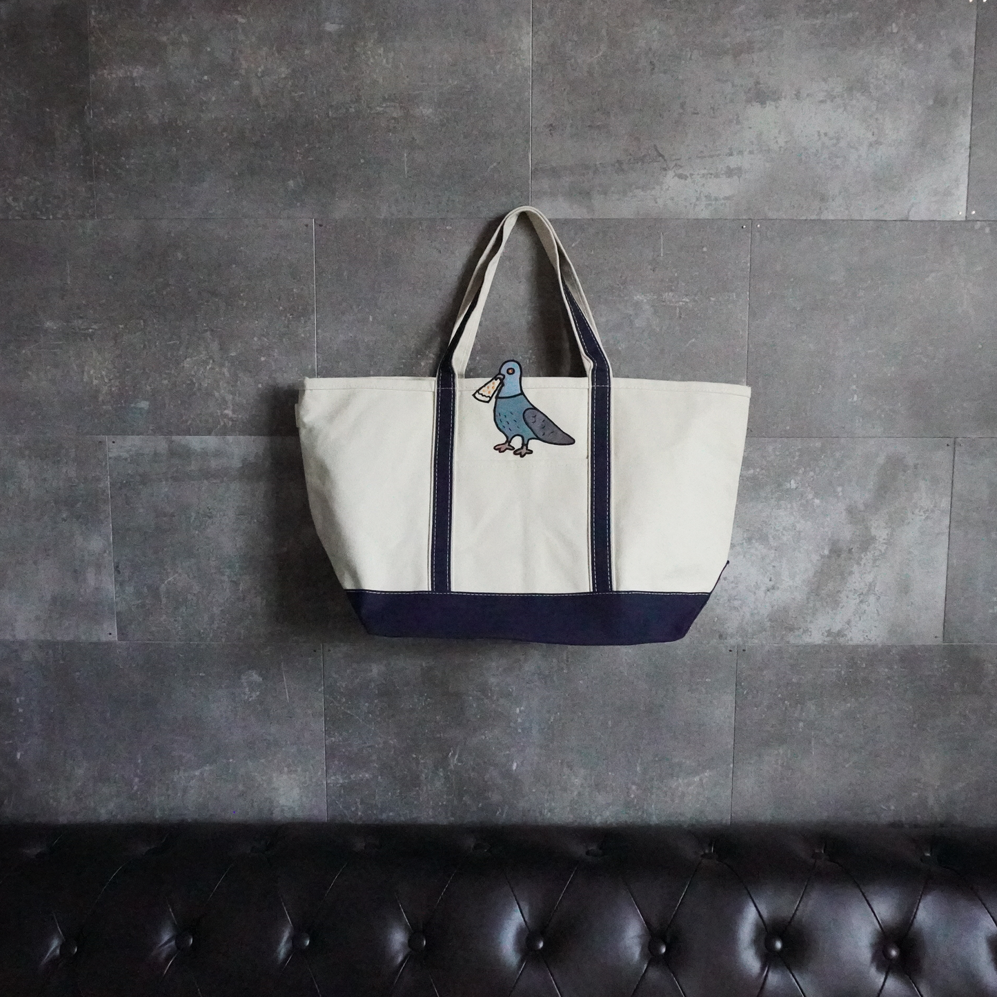 Pigeon Large Tote – Embroidered Canvas Bag