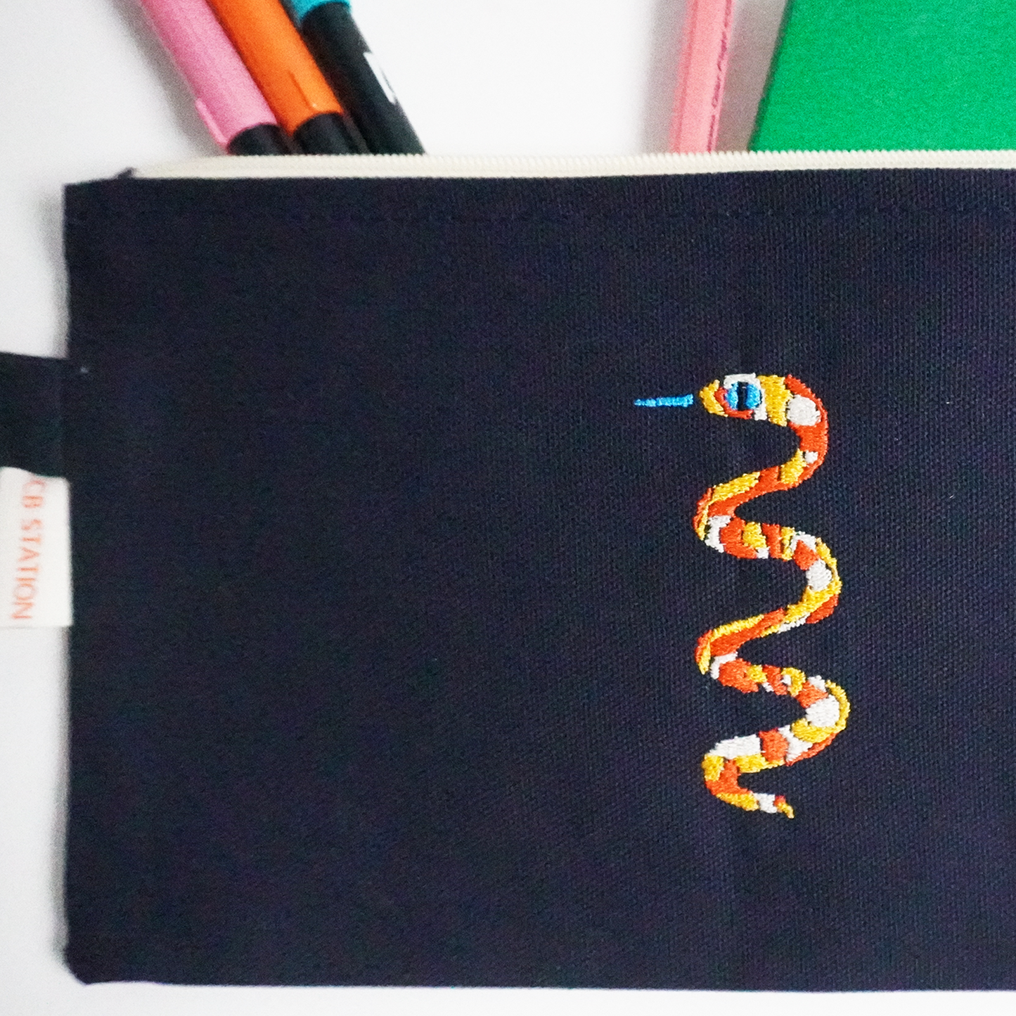 Color Snake Navy Clutch – Bold Bag Organizer for Essentials