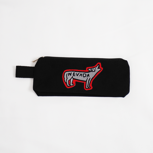 Black small pencil case- Nevada Wolf