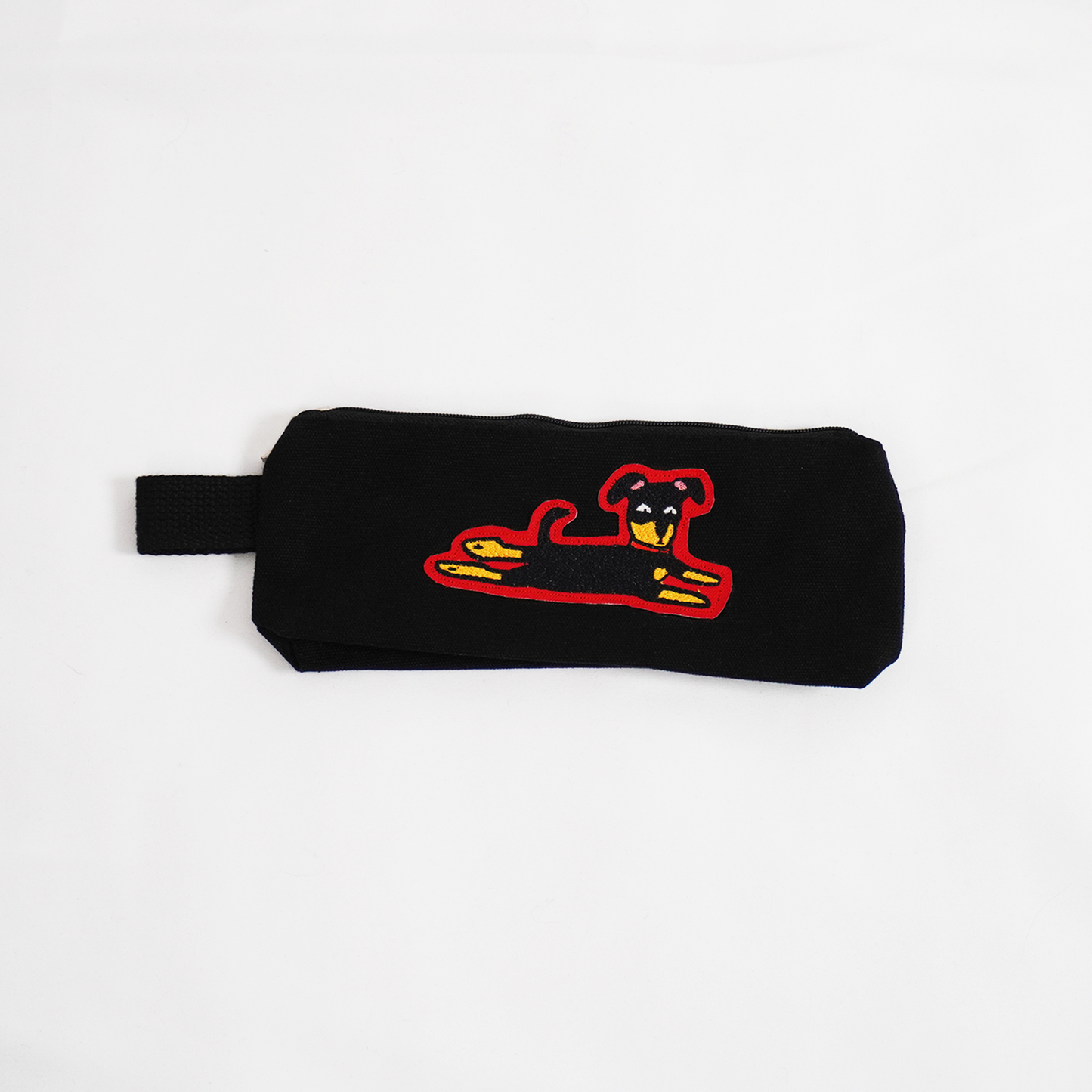 Black small pencil case- Chihuahua Red