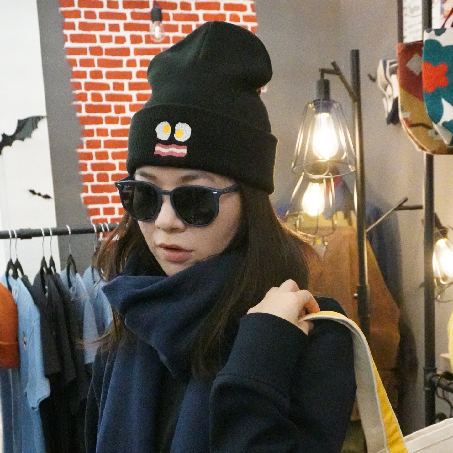 Beanie Bacon & Egg- Black