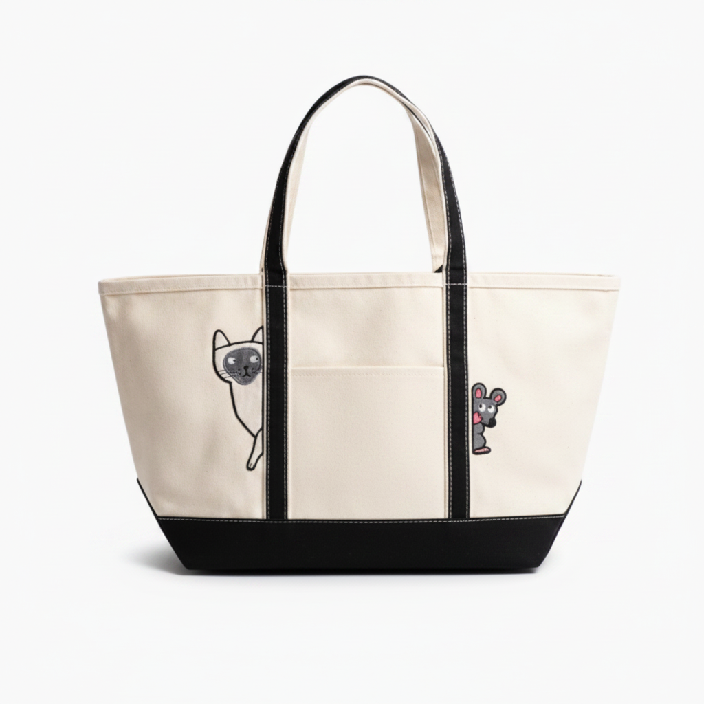 Cat & Mouse Large Classic Tote – Funny Canvas Tote Bag for Daily Errands, School & Gifts