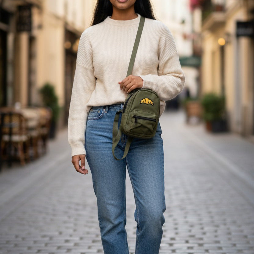 Croissant Motion Crossbody Bag – Cute Everyday Crossbody Purse for Travel, Shopping & Coffee Dates