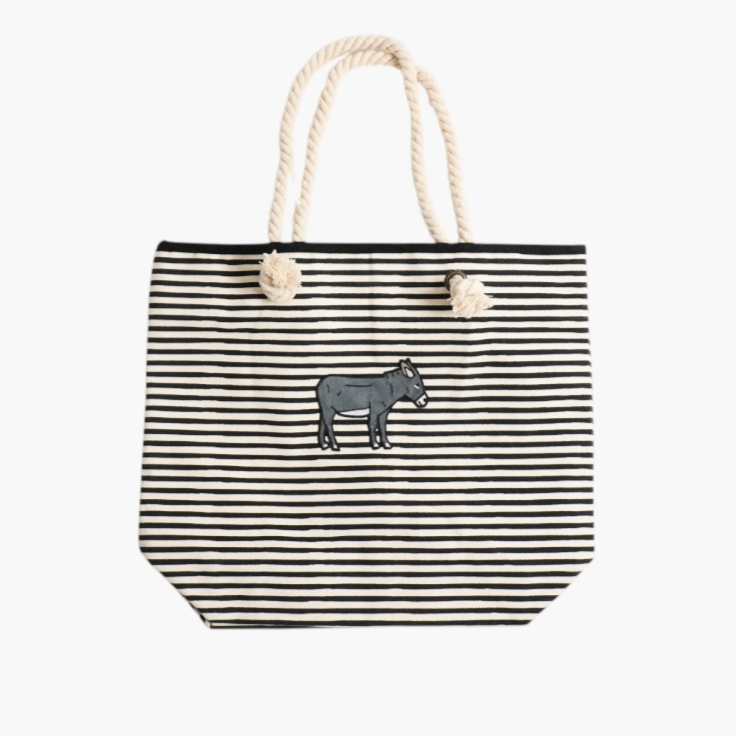 Donkey Knotted Rope Tote – Cute Canvas Beach Tote with Rope Handles for Everyday Adventures