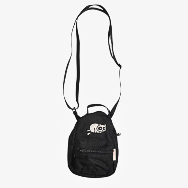 Sneaky Raccoon Motion Crossbody Bag – Cute Hands-Free Everyday Bag for Travel & Daily Adventures