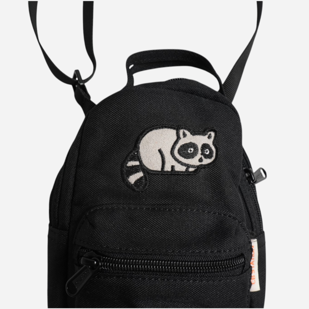 Sneaky Raccoon Motion Crossbody Bag – Cute Hands-Free Everyday Bag for Travel & Daily Adventures