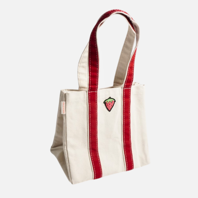 Strawberry Four Bottle Wine Carrier – Cute Canvas Wine Tote for Picnics, Parties & Housewarming Gifts