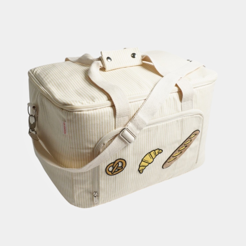 Bread Trio Stripes Box Cooler – Cute Insulated Lunch Cooler for Picnics, Beach Days & Camping