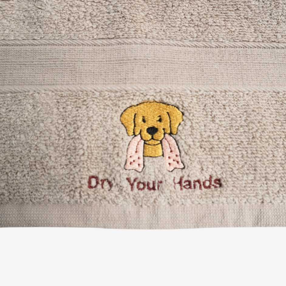Dog Dry Your Hands Cotton Hand Towels – Funny Kitchen & Bathroom Towels for Dog Lovers