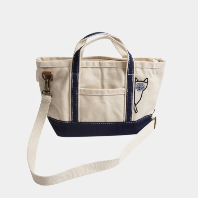Sneaky Cat Crossbody Classic Tote – Cute Canvas Shoulder Tote for Everyday, Work & Shopping