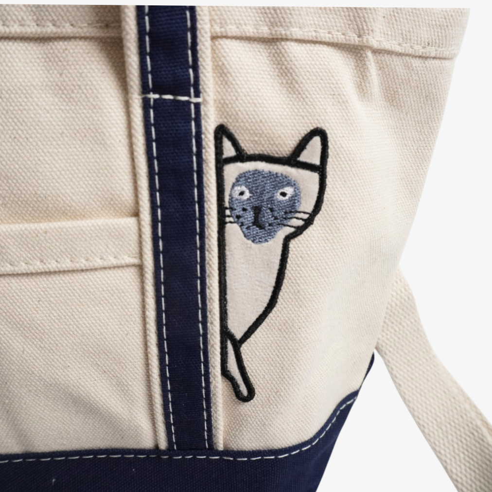 Sneaky Cat Crossbody Classic Tote – Cute Canvas Shoulder Tote for Everyday, Work & Shopping