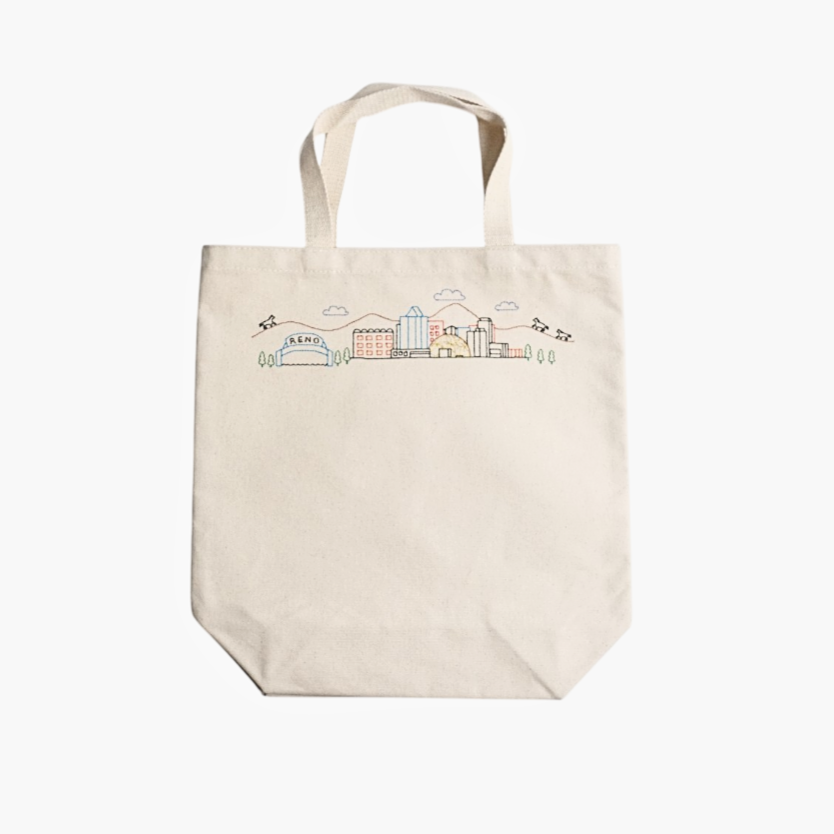 Reno Skyline Farmers Tote Tall – Stylish Canvas Market Tote for Grocery Shopping & Weekend Markets