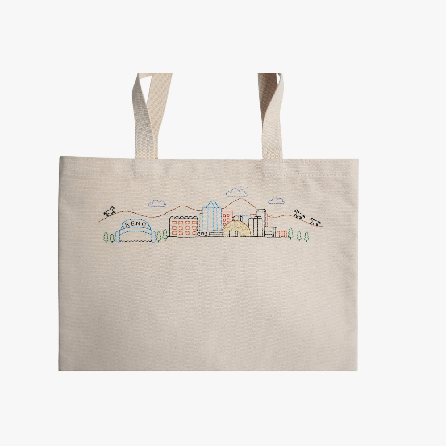 Reno Skyline Farmers Tote Tall – Stylish Canvas Market Tote for Grocery Shopping & Weekend Markets