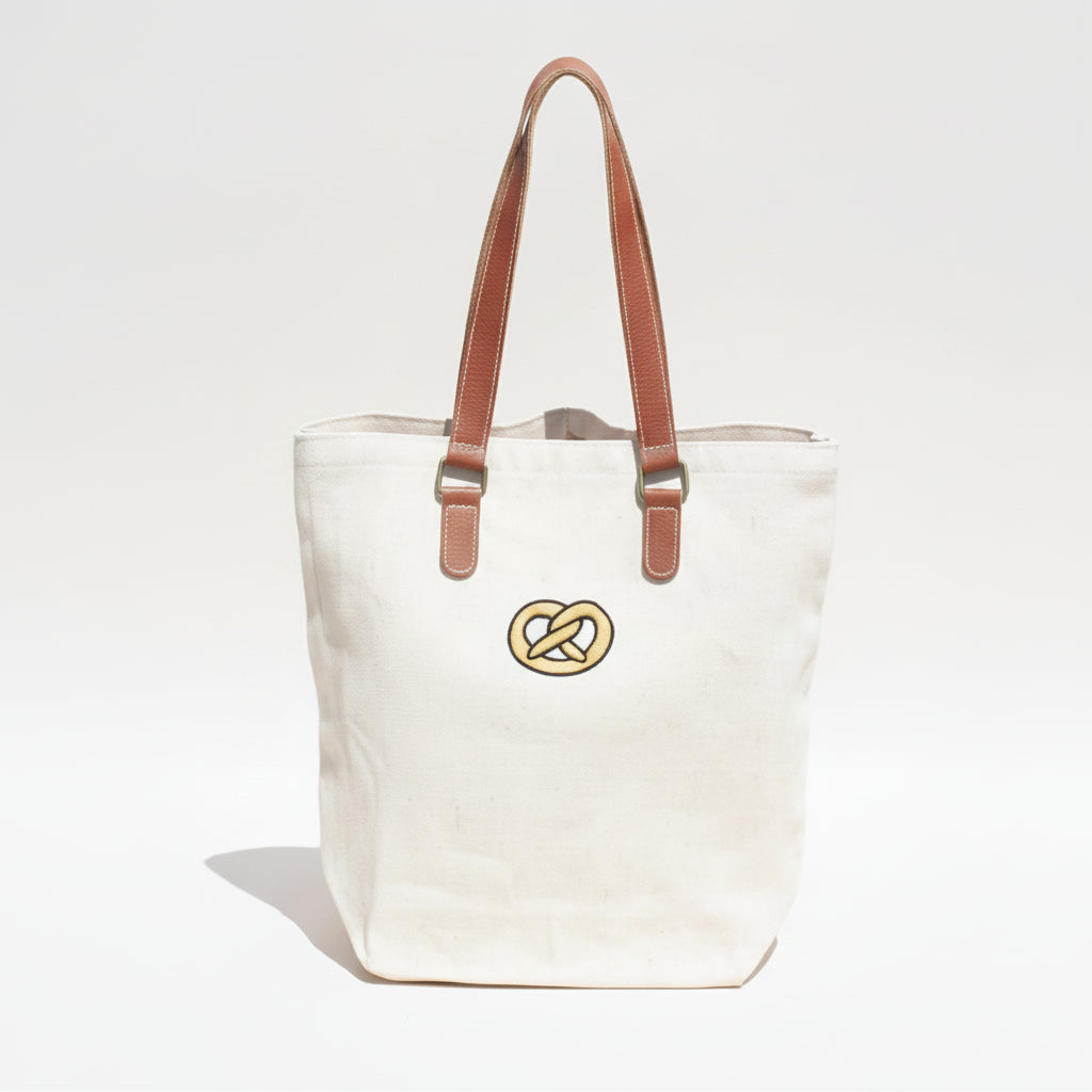 Pretzel Jute & Leather Tote – Cute Eco-Friendly Market Bag for Shopping, Work & Everyday Style