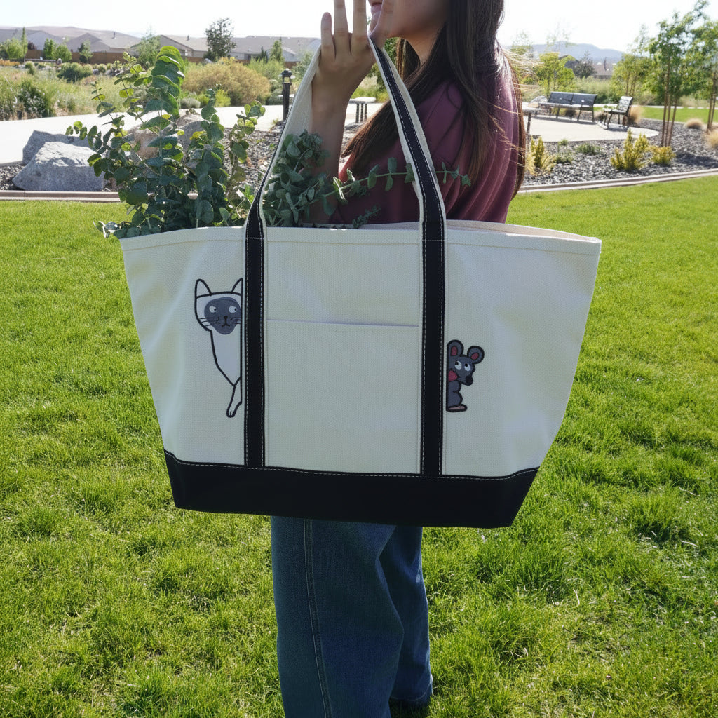 Cat & Mouse Large Classic Tote – Funny Canvas Tote Bag for Daily Errands, School & Gifts