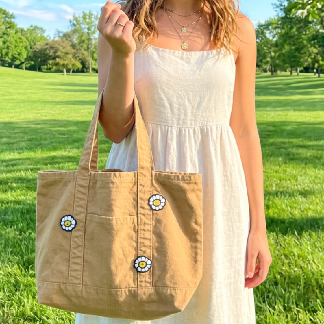 Ugly Flower Crossbody Classic Tote – Fun Floral Canvas Tote for Shopping, Work & Daily Style