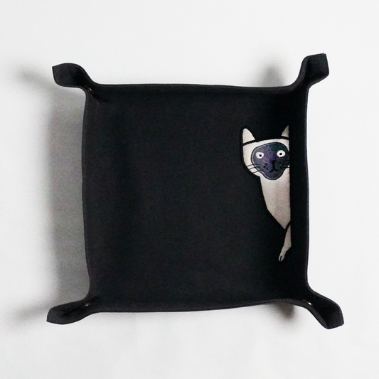 Sneaky Cat Gray Desk Tray – Wax Canvas Organizer