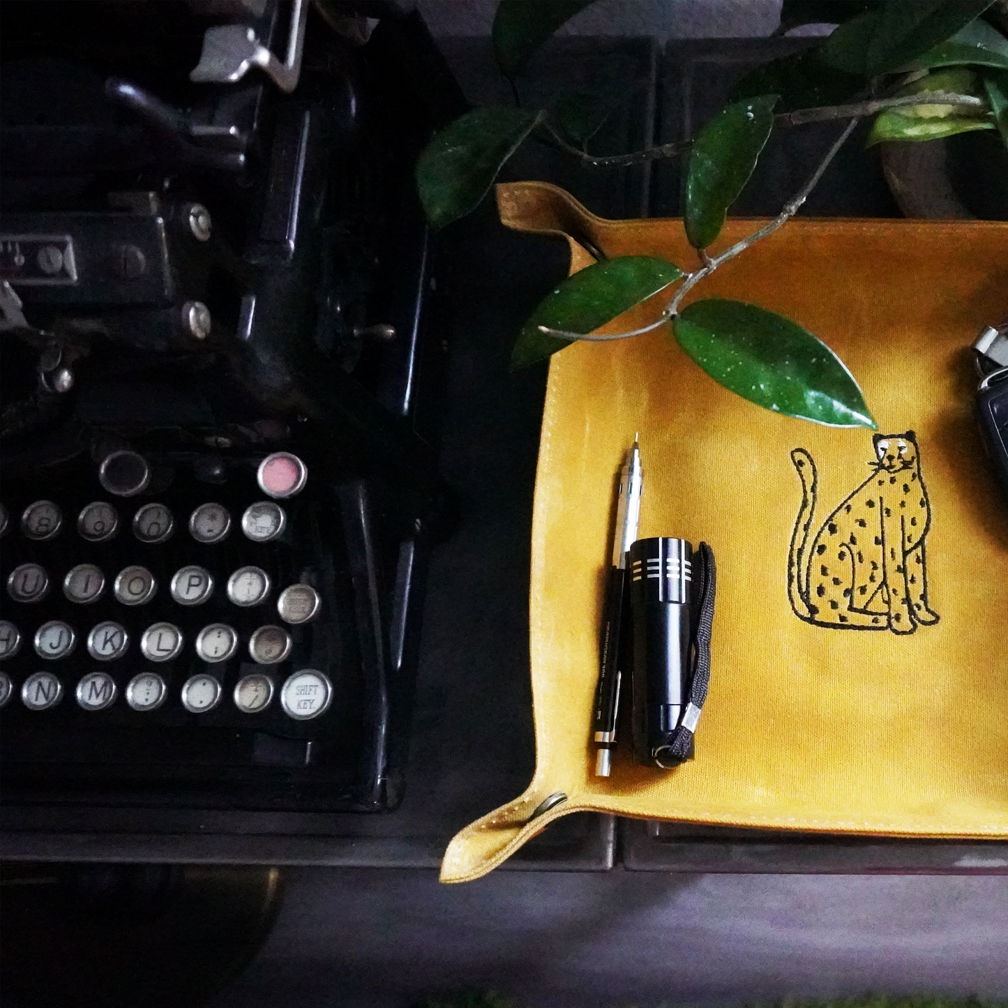 Leopard Wax Canvas Yellow Desk Tray – Stylish Organizer