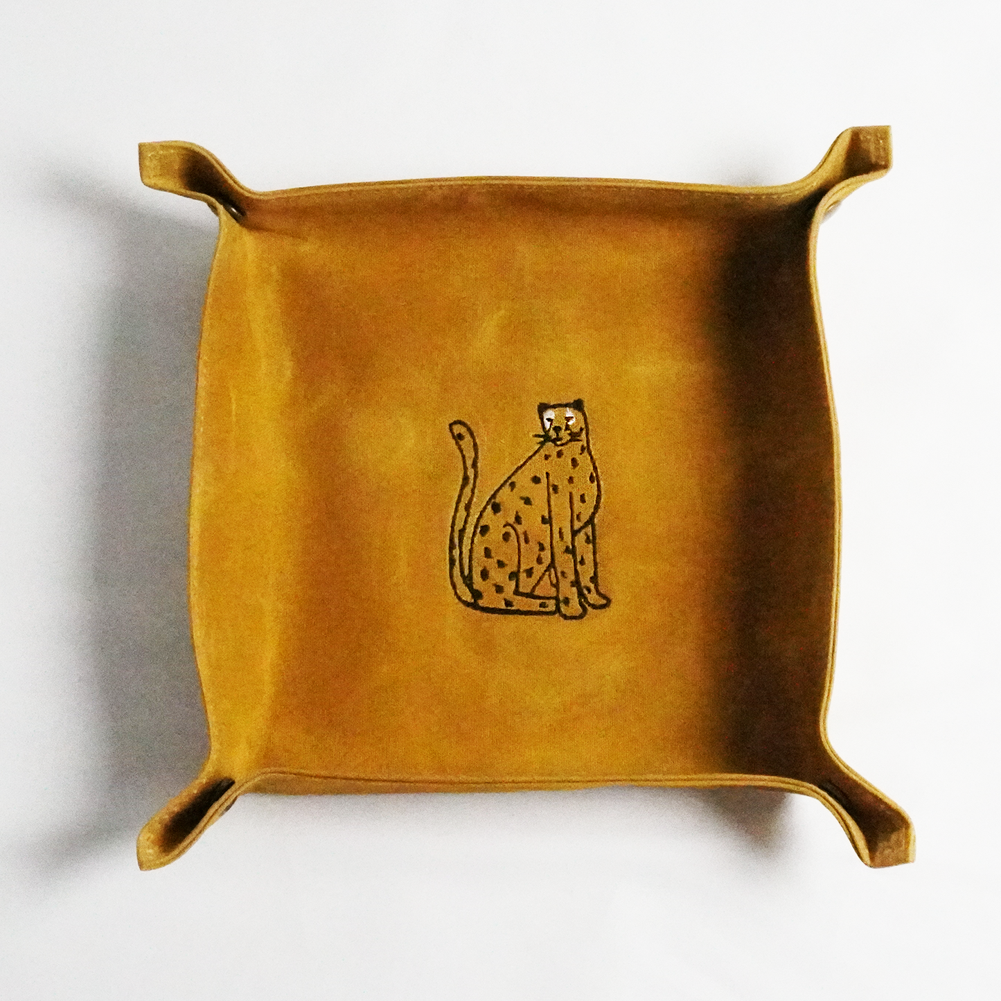 Leopard Wax Canvas Yellow Desk Tray – Stylish Organizer