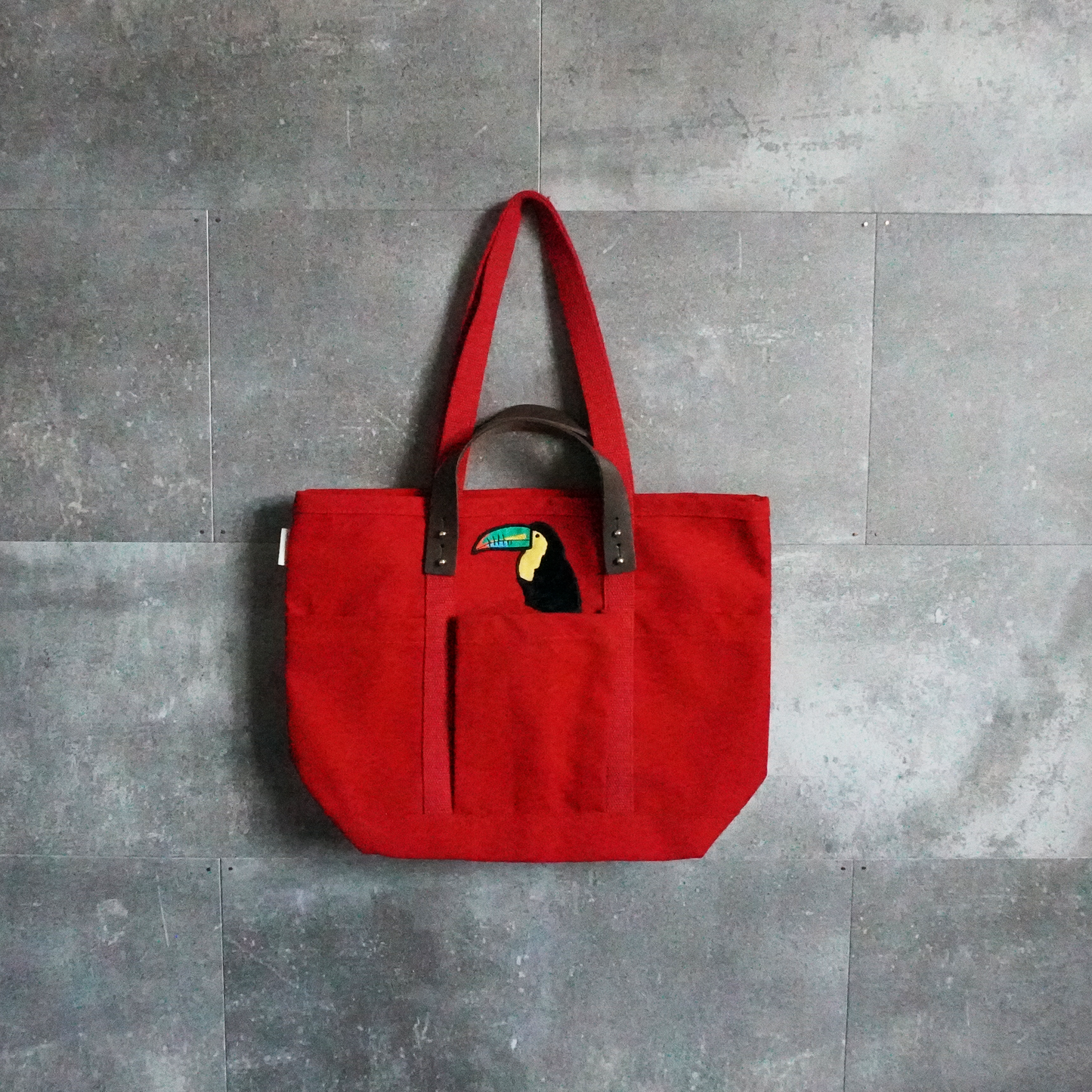 Red Toucan Classic Tote – Fun Embroidered Canvas Bag for Everyday Essentials