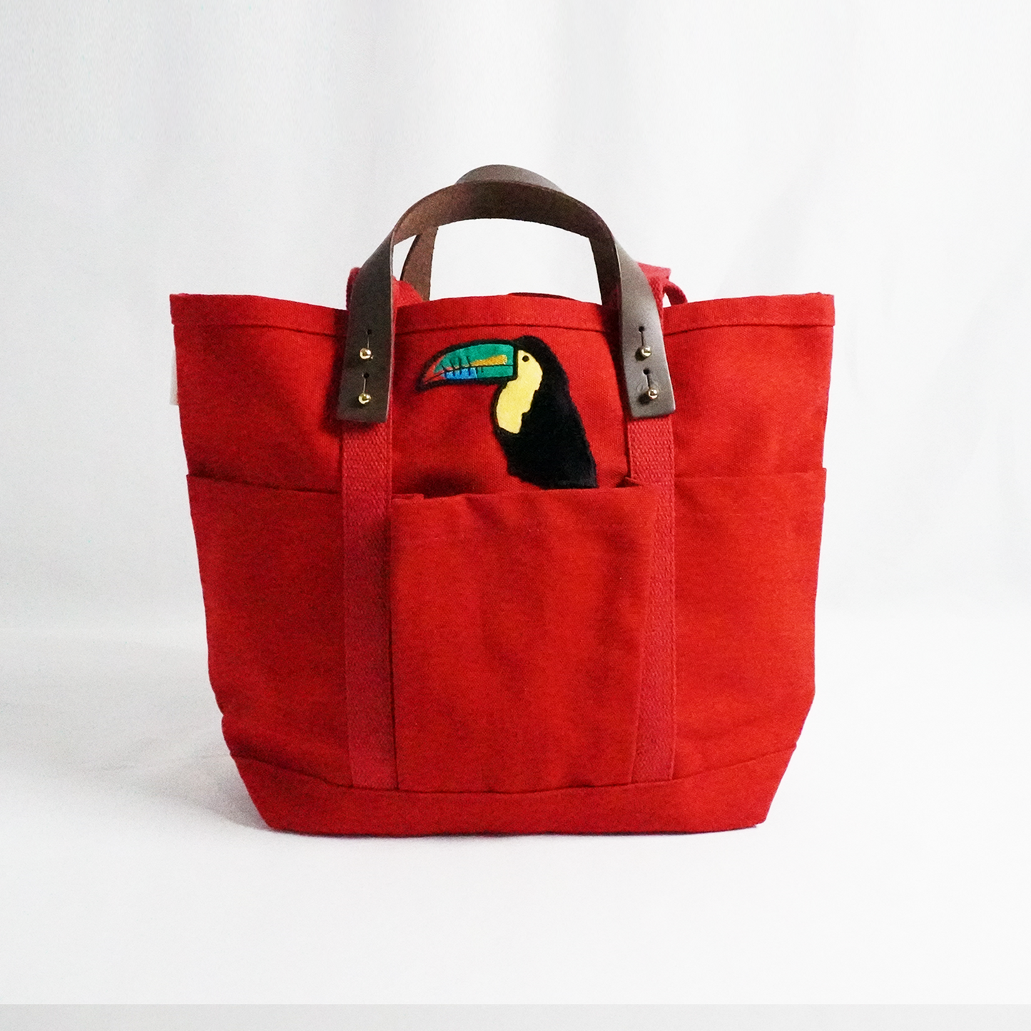 Red Toucan Classic Tote – Fun Embroidered Canvas Bag for Everyday Essentials