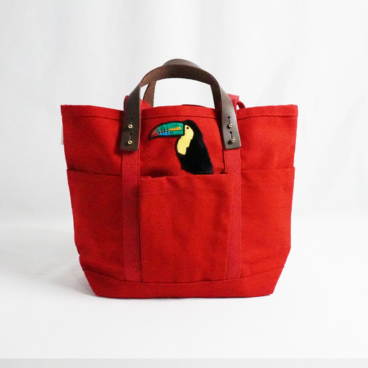 Red Toucan Classic Tote – Fun Embroidered Canvas Bag for Everyday Essentials