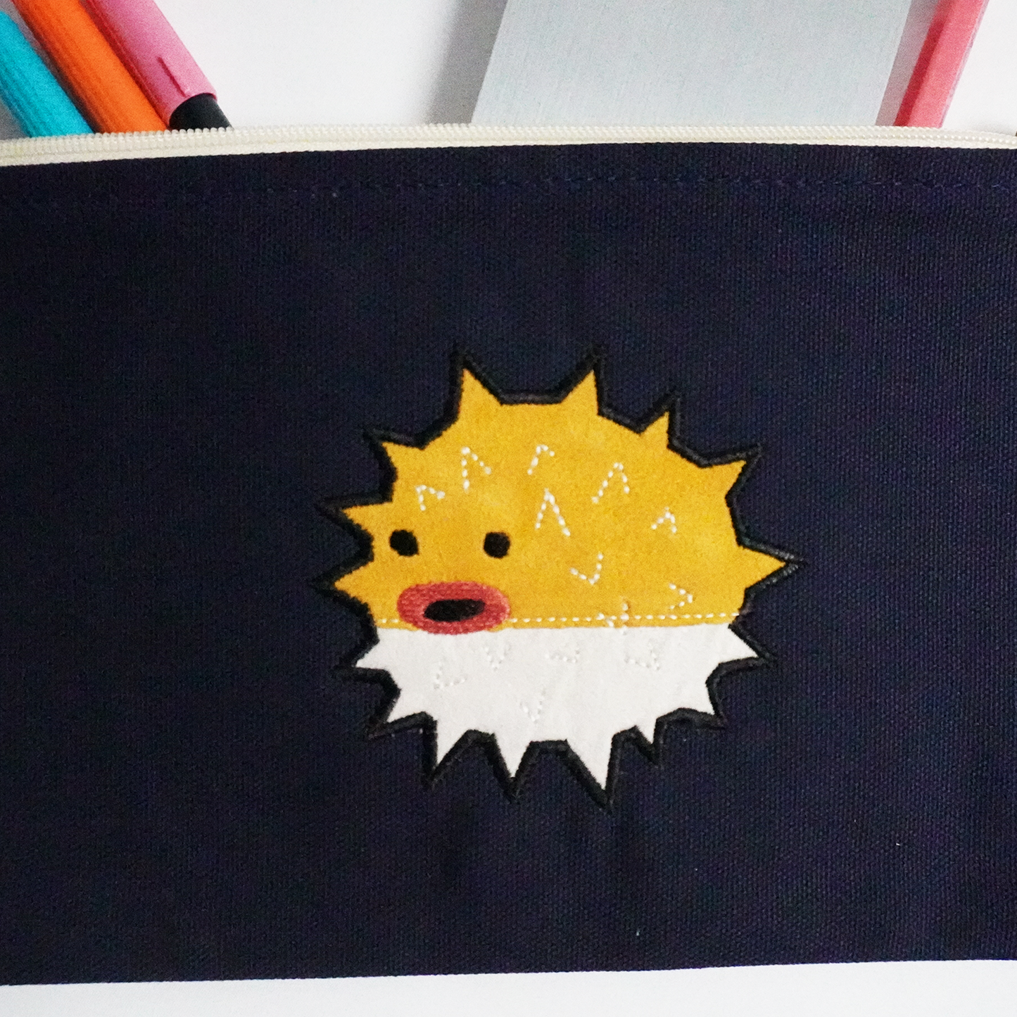 Puff Fish Navy Stripes Clutch – Cute Bag Organizer for Essentials