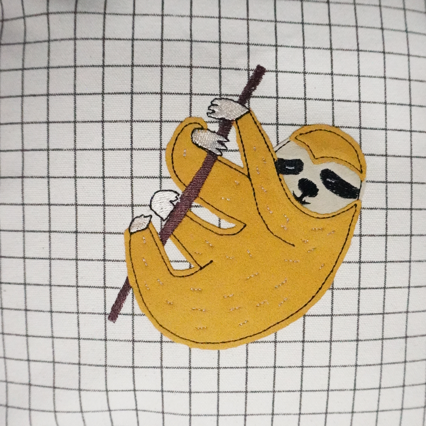 Sloth Appliqué Pillow Case – Embroidered Cushion Cover (No Insert)
