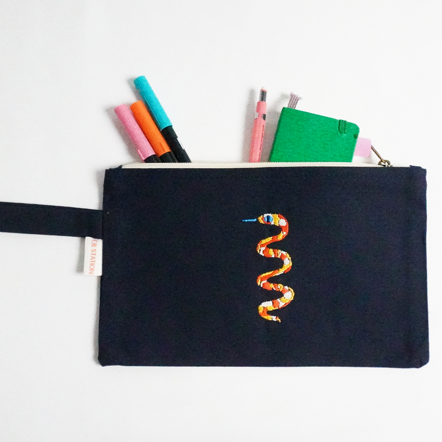 Color Snake Navy Clutch – Bold Bag Organizer for Essentials