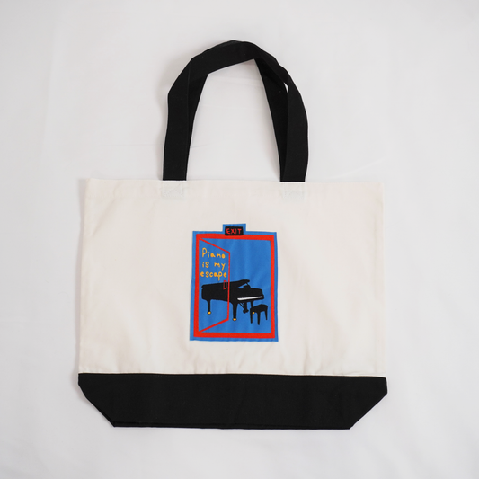 Piano is My Escape embroidery Tote bag